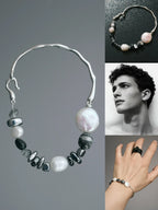 Urban Stoic Series | Dark Balance | Pearl, Onyx & Sterling Silver Bracelet