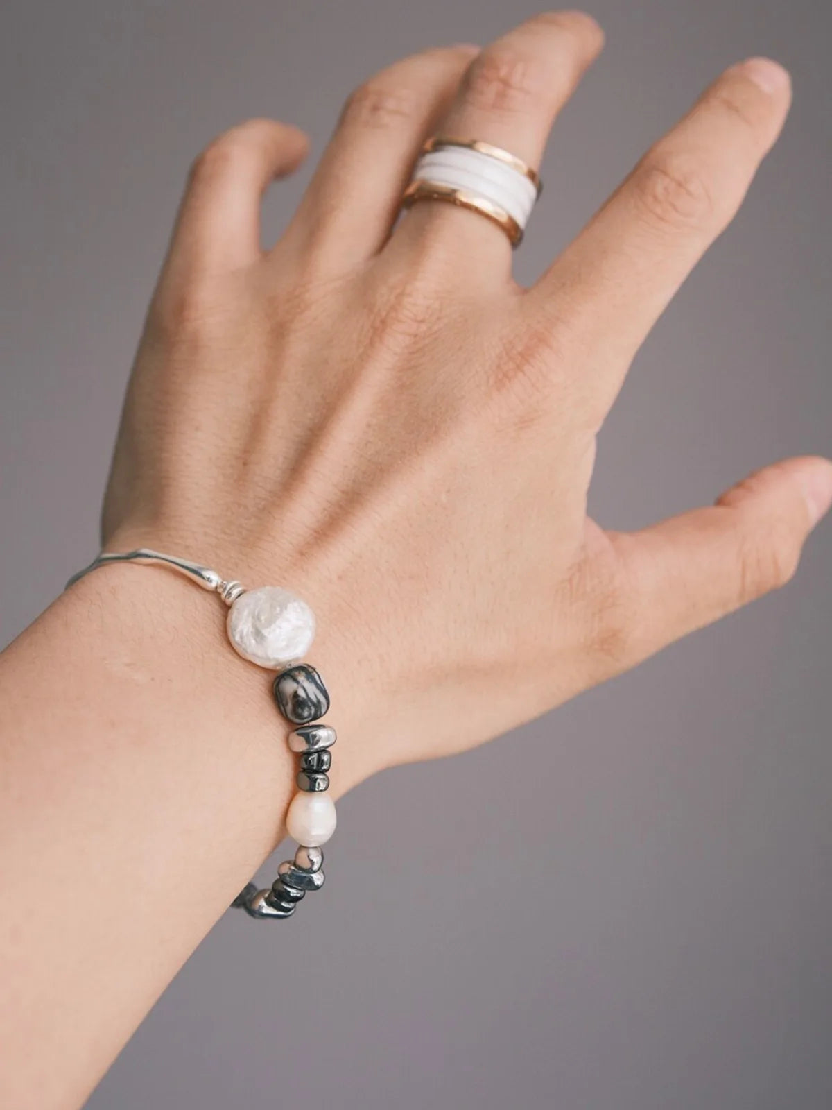 Urban Stoic Series | Dark Balance | Pearl, Onyx & Sterling Silver Bracelet