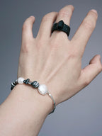 Urban Stoic Series | Dark Balance | Pearl, Onyx & Sterling Silver Bracelet