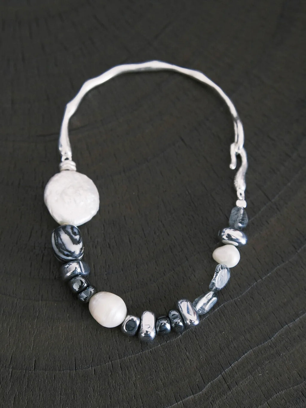 Urban Stoic Series | Dark Balance | Pearl, Onyx & Sterling Silver Bracelet