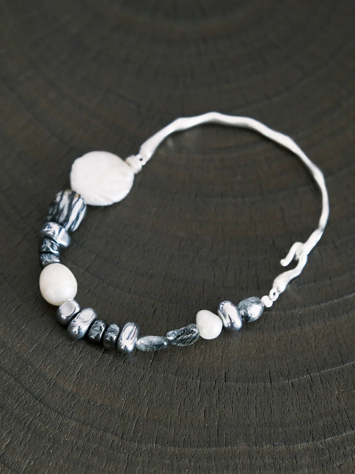Urban Stoic Series | Dark Balance | Pearl, Onyx & Sterling Silver Bracelet