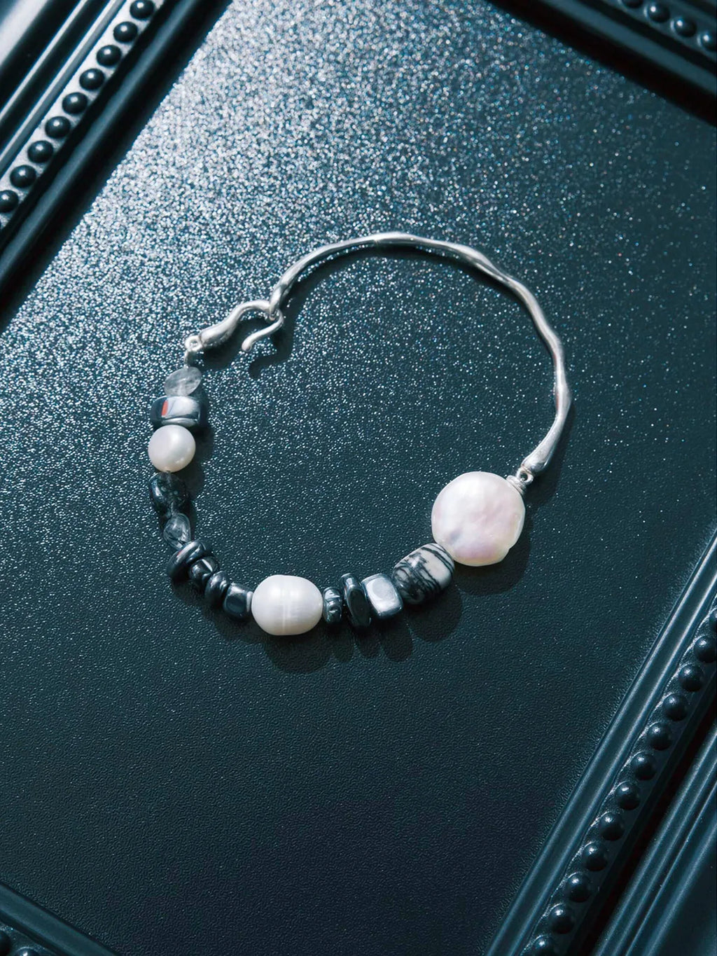 Urban Stoic Series | Dark Balance | Pearl, Onyx & Sterling Silver Bracelet