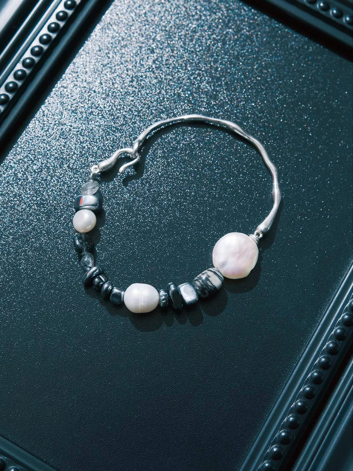 Urban Stoic Series | Dark Balance | Pearl, Onyx & Sterling Silver Bracelet