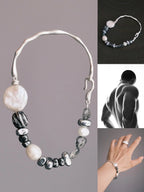 Urban Stoic Series | Dark Balance | Pearl, Onyx & Sterling Silver Bracelet