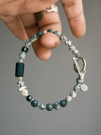 Urban Stoic Series | Grey Commander | Black Tourmaline, Pearl & Sterling Silver Bracelet