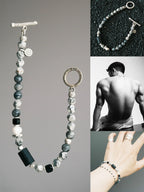 Urban Stoic Series | Grey Commander | Black Tourmaline, Pearl & Sterling Silver Bracelet