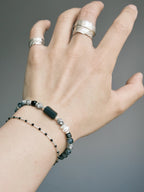 Urban Stoic Series | Grey Commander | Black Tourmaline, Pearl & Sterling Silver Bracelet