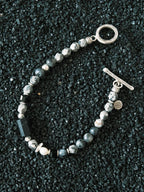 Urban Stoic Series | Grey Commander | Black Tourmaline, Pearl & Sterling Silver Bracelet