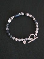 Urban Stoic Series | Grey Commander | Black Tourmaline, Pearl & Sterling Silver Bracelet