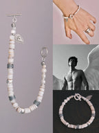 Identity Series | Broken Halo | Shell, Pearl & Sterling Silver Feather Bracelet