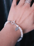 Identity Series | Broken Halo | Shell, Pearl & Sterling Silver Feather Bracelet
