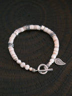 Identity Series | Broken Halo | Shell, Pearl & Sterling Silver Feather Bracelet