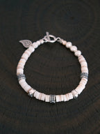 Identity Series | Broken Halo | Shell, Pearl & Sterling Silver Feather Bracelet