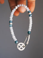 Identity Series | Blue Signal | Dual Jade & Sterling Silver Feather Bracelet