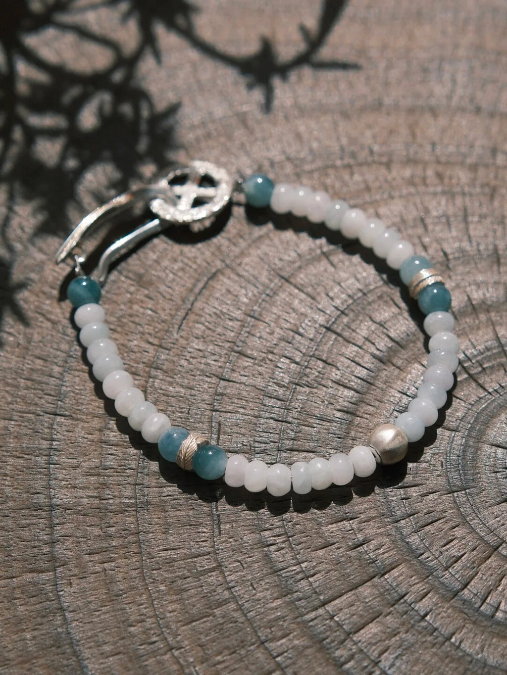 Identity Series | Blue Signal | Dual Jade & Sterling Silver Feather Bracelet