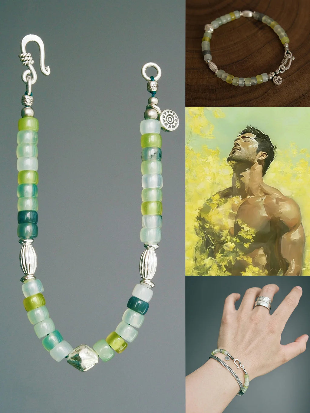 Mineral Soul Series | Silent Stone | Serpentine Jade & Sterling Silver Bracelet