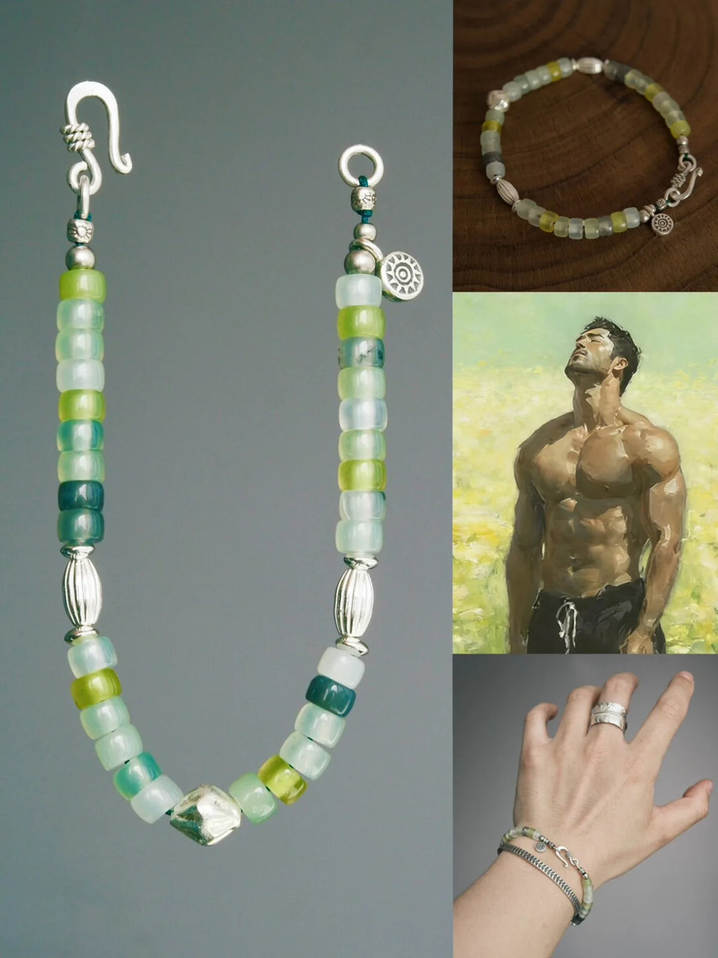 Mineral Soul Series | Silent Stone | Serpentine Jade & Sterling Silver Bracelet