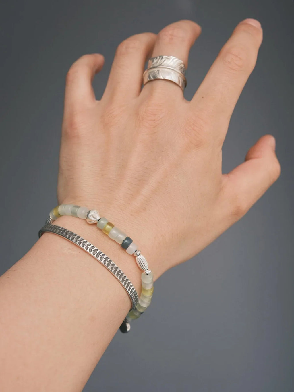 Mineral Soul Series | Silent Stone | Serpentine Jade & Sterling Silver Bracelet