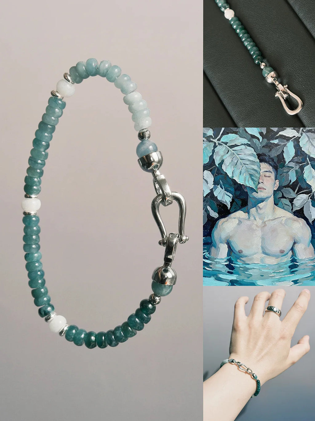 Mineral Soul Series | Ocean Bone | Blue Jade & Titanium Steel Bracelet