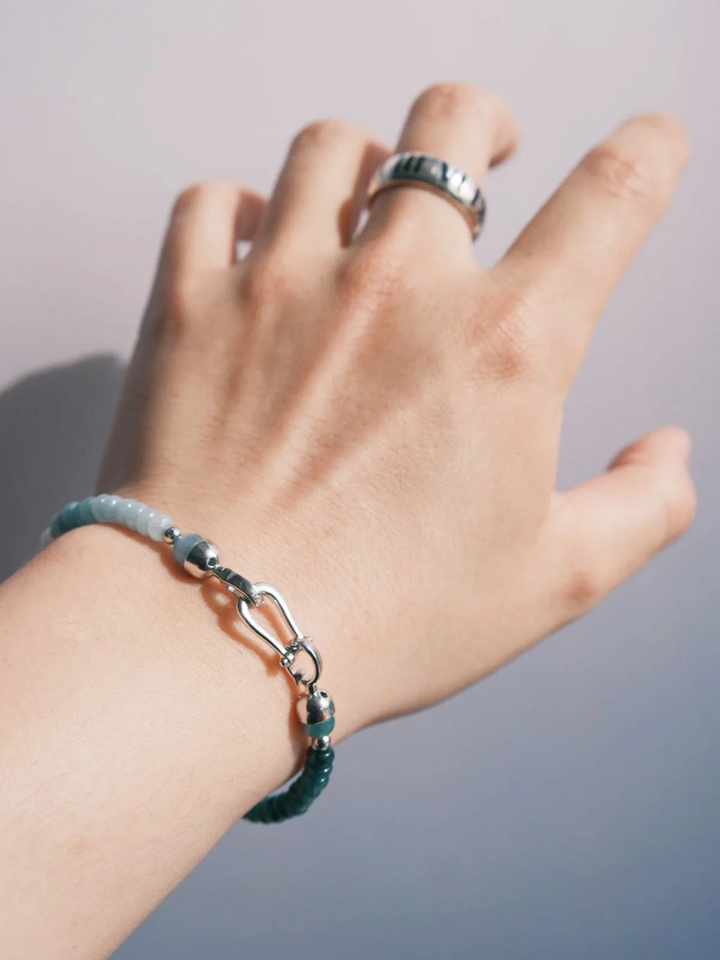 Mineral Soul Series | Ocean Bone | Blue Jade & Titanium Steel Bracelet