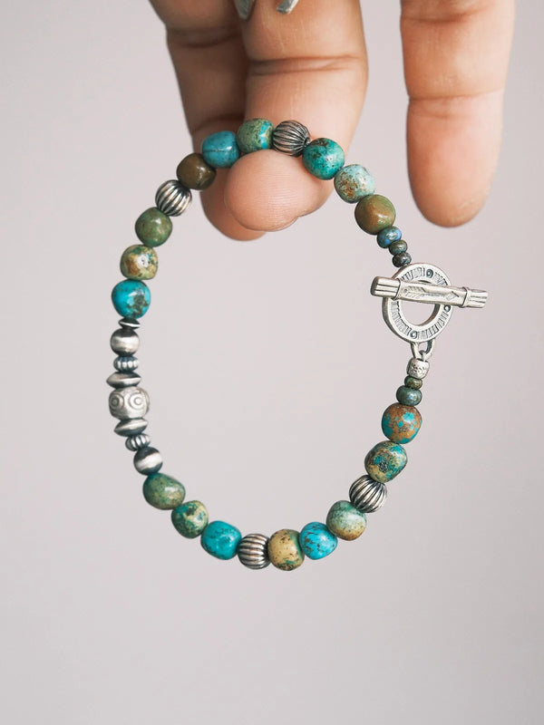 Mineral Soul Series Ocean Bone turquoise and sterling silver bracelet for men with rugged minimalist style