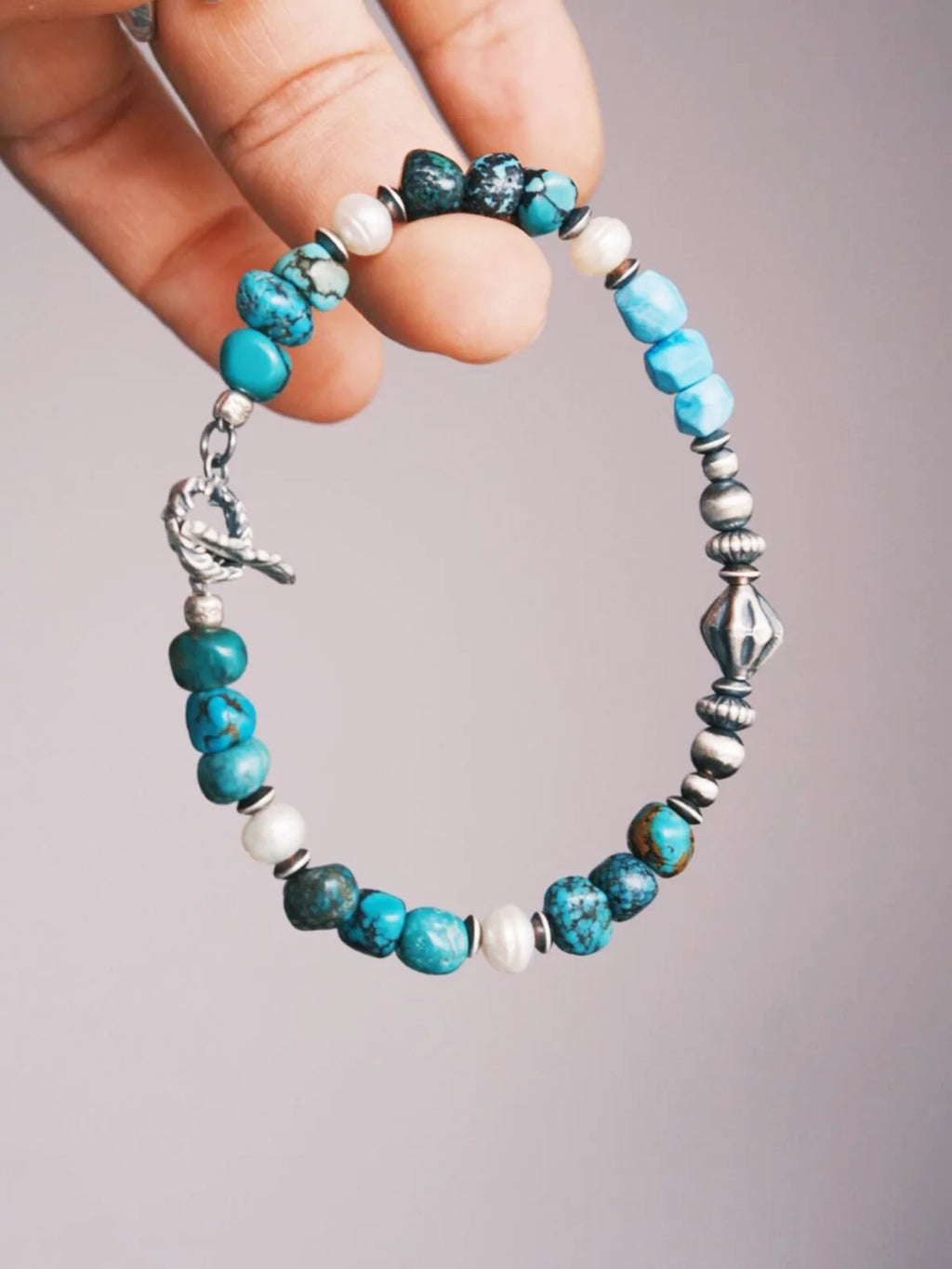 Mineral Soul Series | Ocean Bone | Turquoise, Pearl & Sterling Silver Bracelet