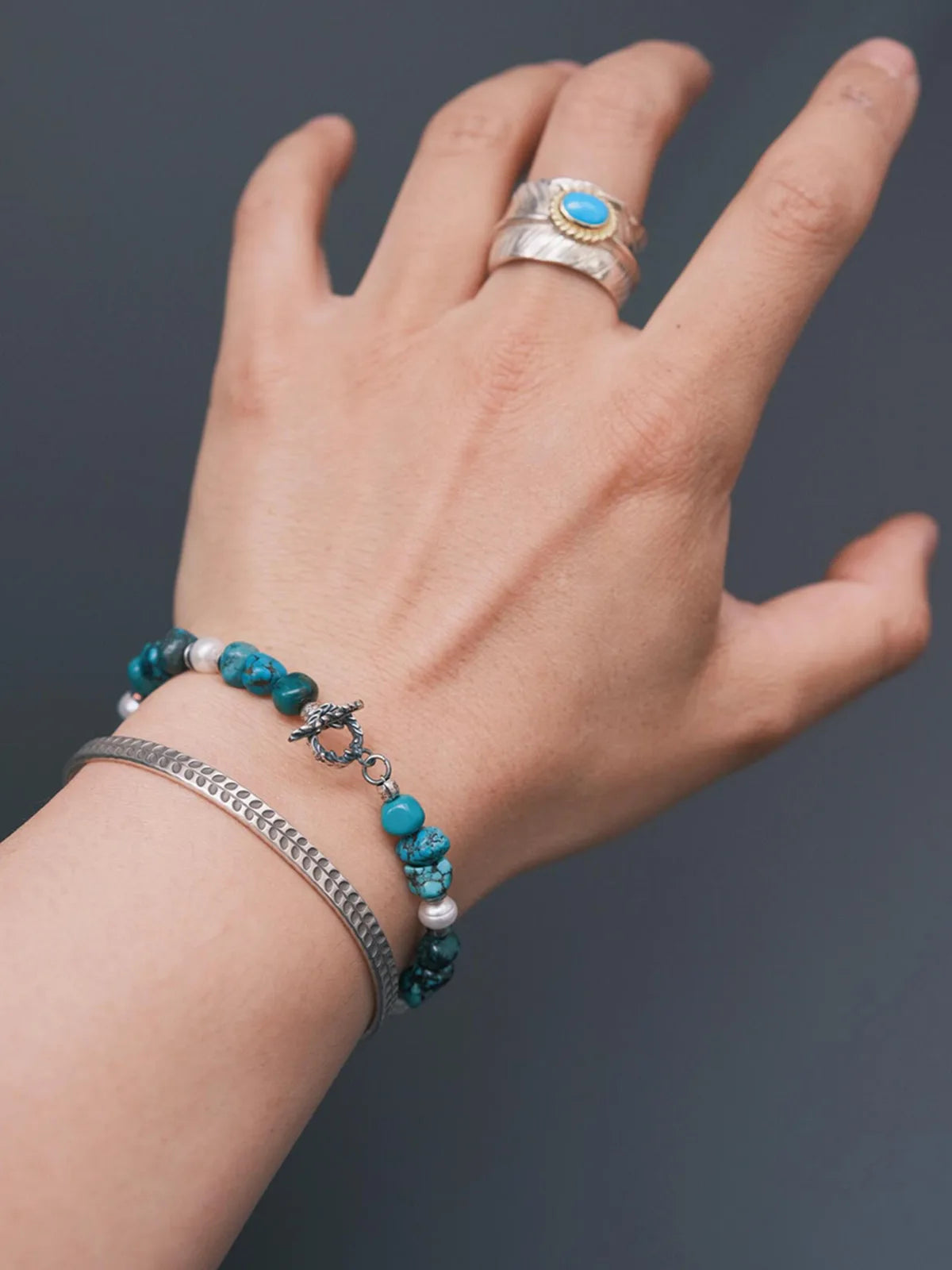 Mineral Soul Series | Ocean Bone | Turquoise, Pearl & Sterling Silver Bracelet