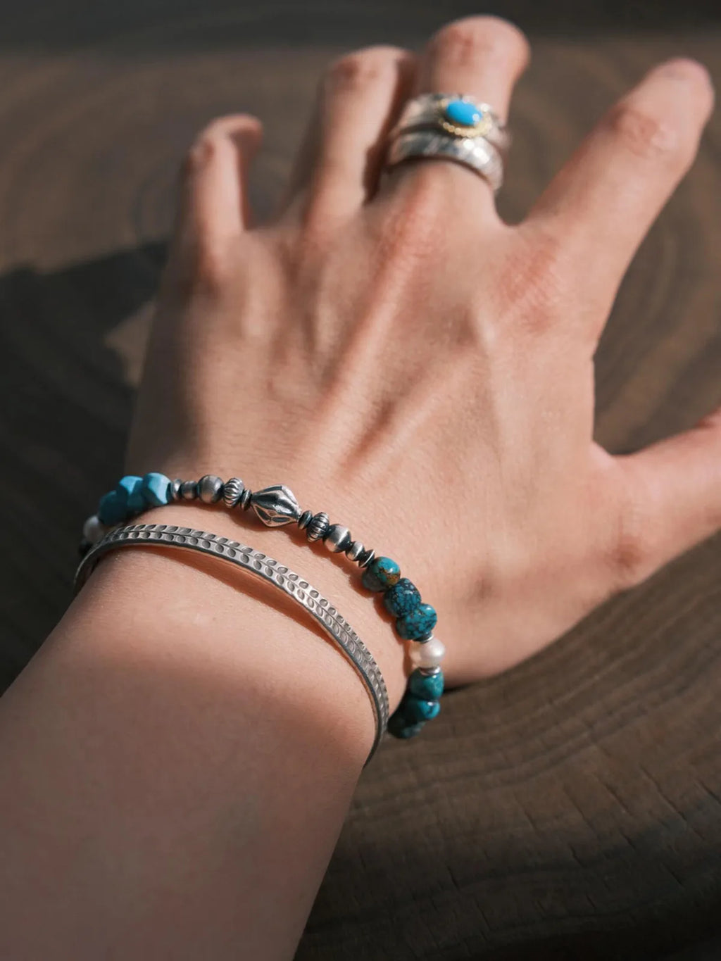Mineral Soul Series | Ocean Bone | Turquoise, Pearl & Sterling Silver Bracelet