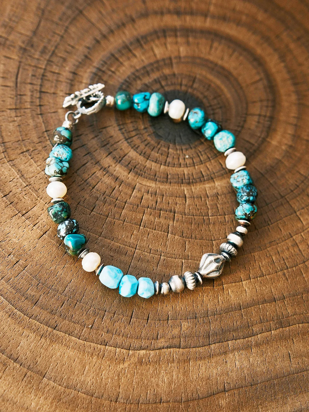 Mineral Soul Series | Ocean Bone | Turquoise, Pearl & Sterling Silver Bracelet
