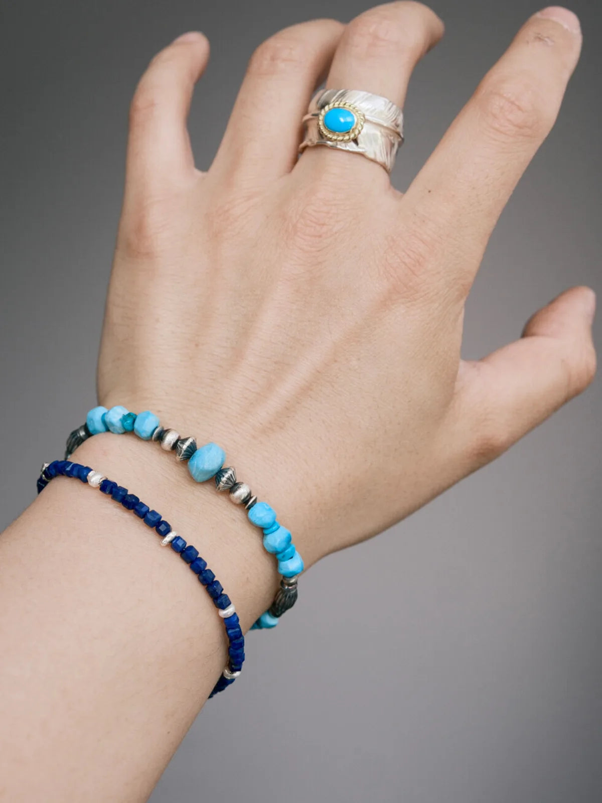 Mineral Soul Series | Ocean Bone | Raw Turquoise & Sterling Silver Bracelet