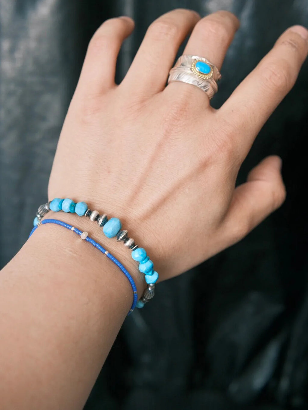 Mineral Soul Series | Ocean Bone | Raw Turquoise & Sterling Silver Bracelet