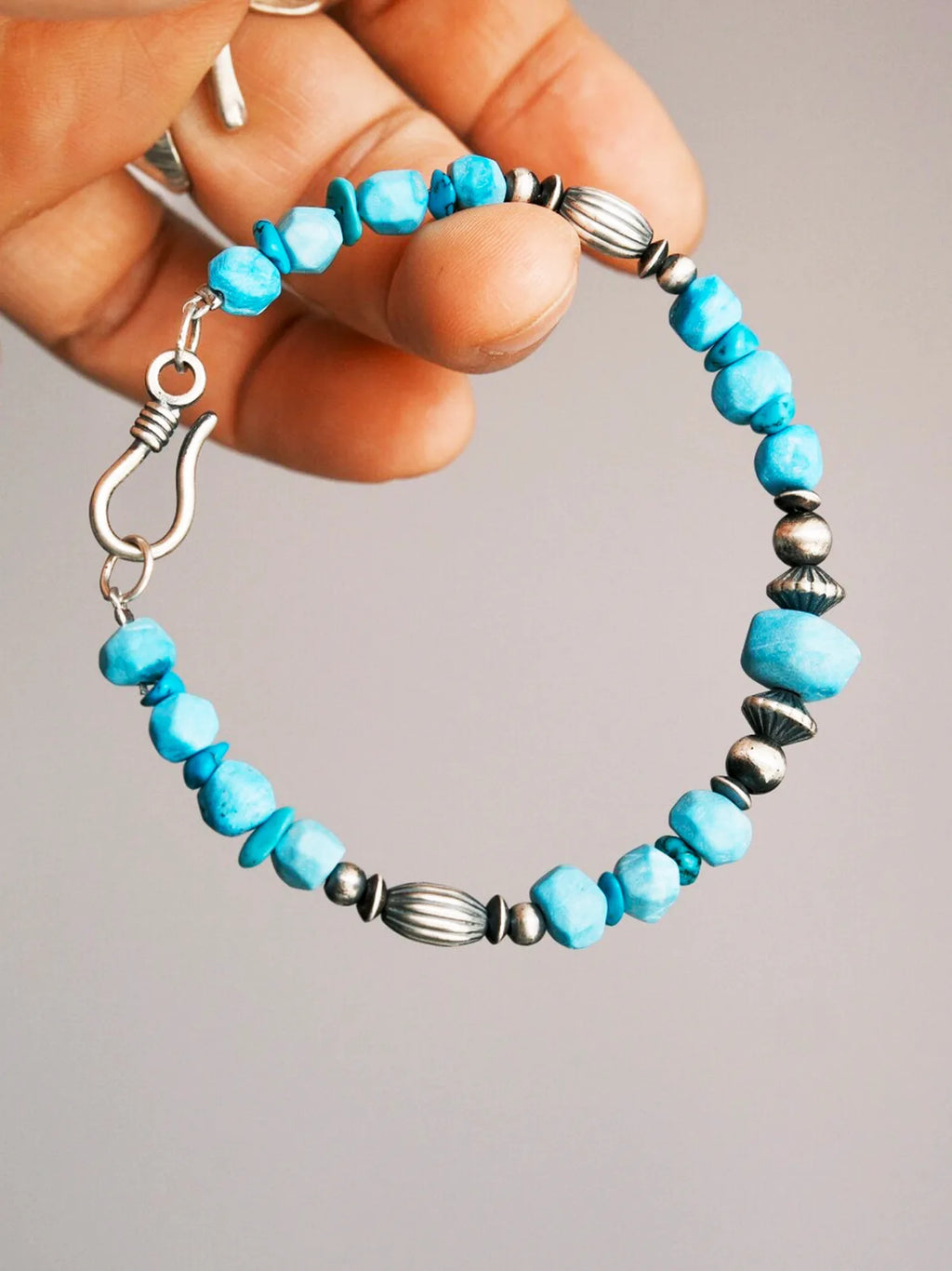 Mineral Soul Series | Ocean Bone | Raw Turquoise & Sterling Silver Bracelet