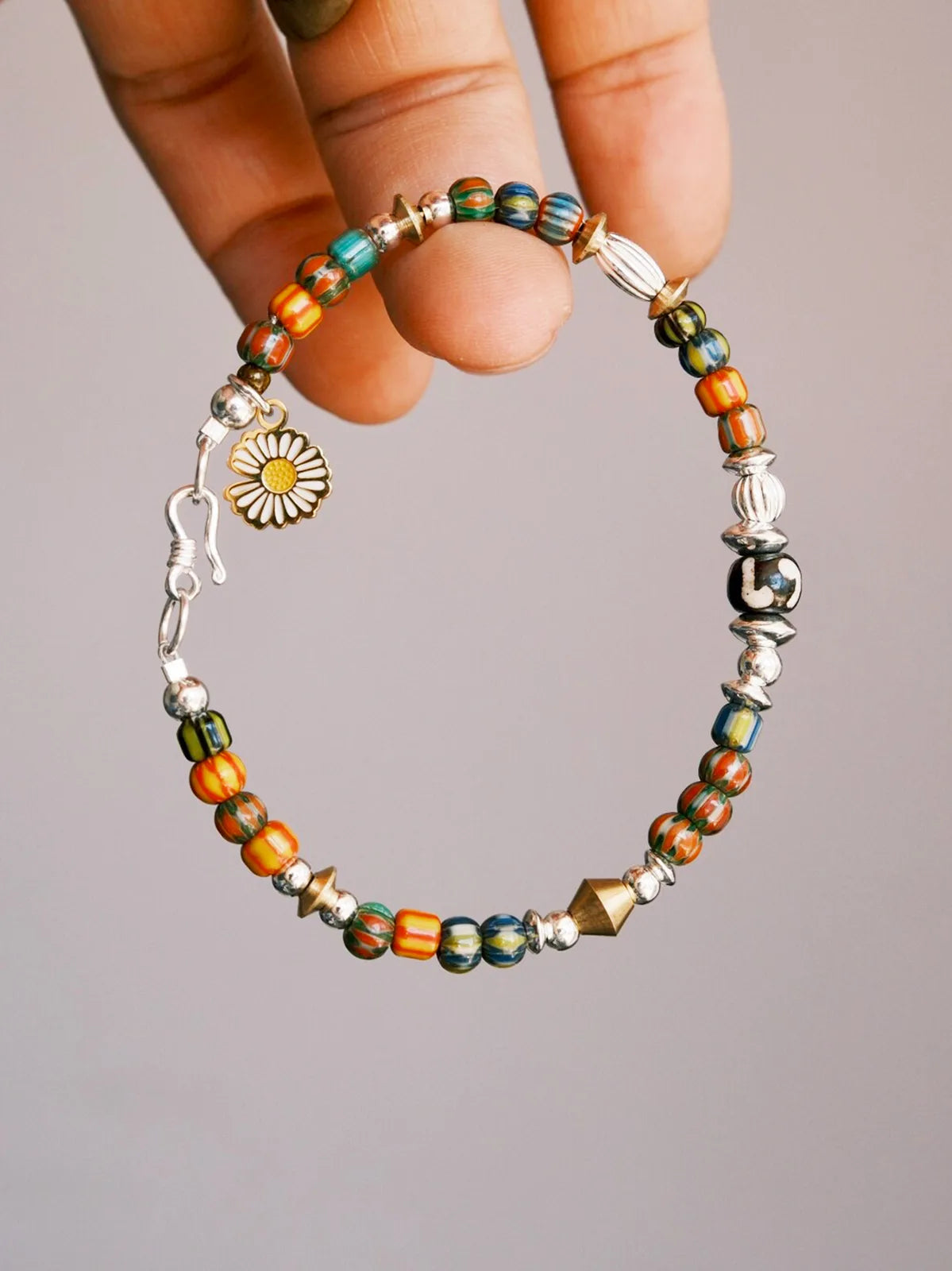 Identity Series | Daisy Boy | Colored Glaze, Sterling Silver & Brass Bracelet Main image