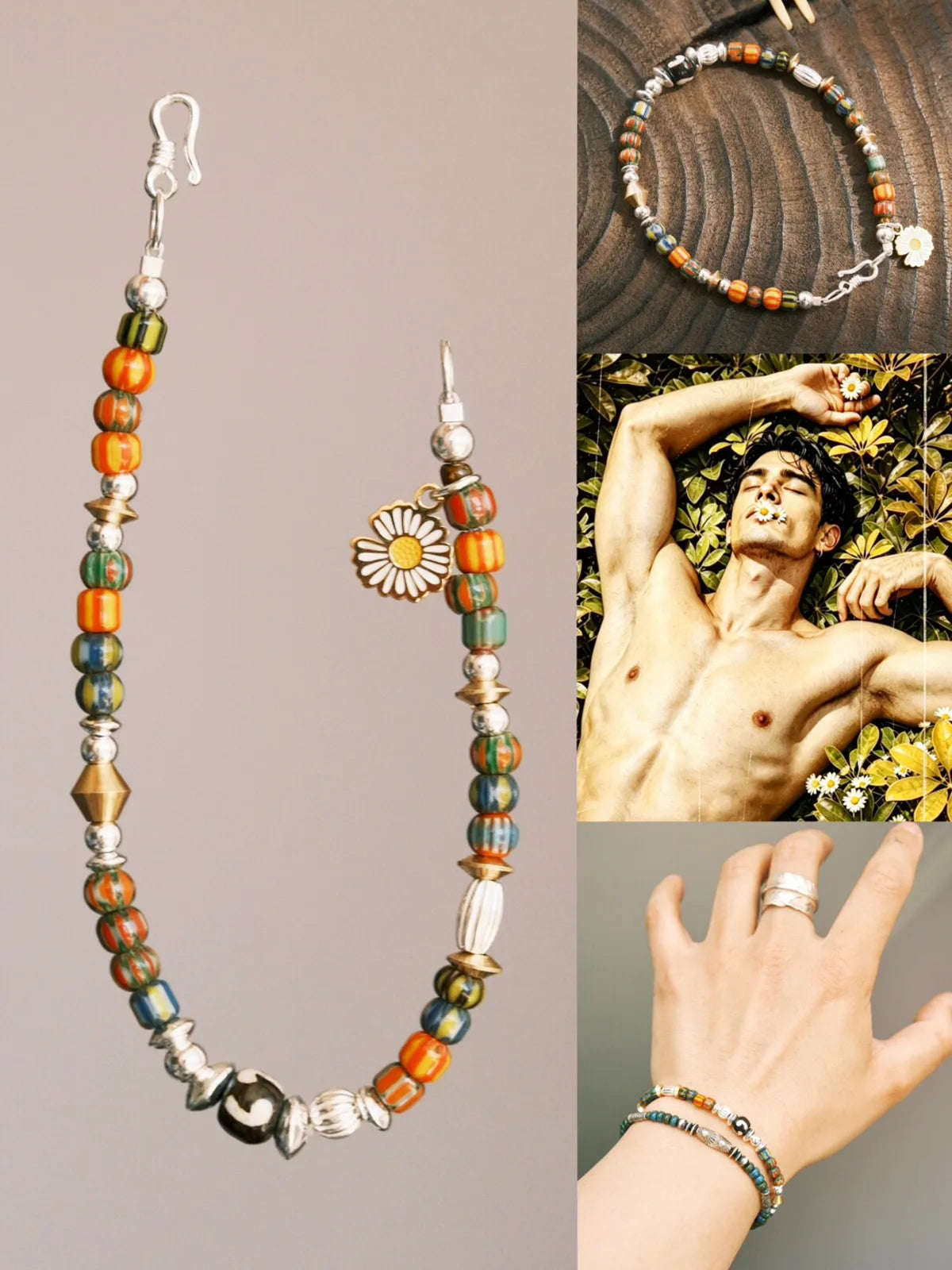 Identity Series | Daisy Boy | Colored Glaze, Sterling Silver & Brass Bracelet Secondary image