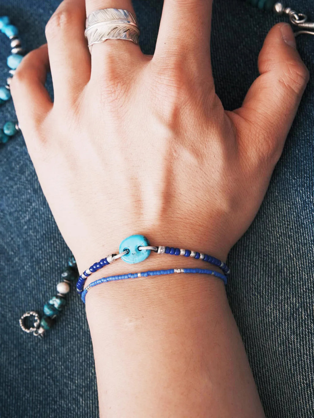 Identity Series | Blue Boy | Turquoise, Sterling Silver & Japanese Colored Glaze Bracelet