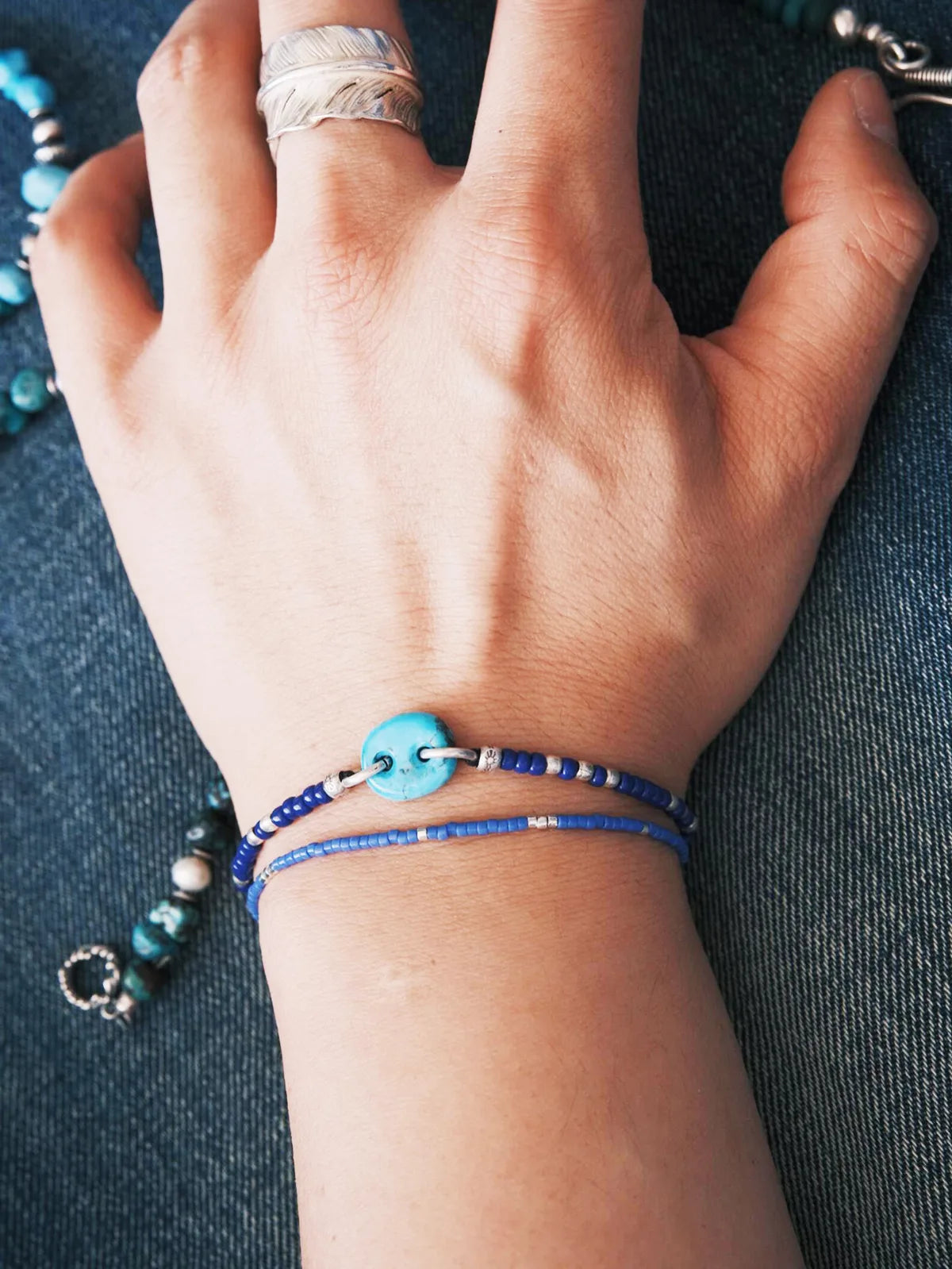 Identity Series | Blue Boy | Turquoise, Sterling Silver & Japanese Colored Glaze Bracelet