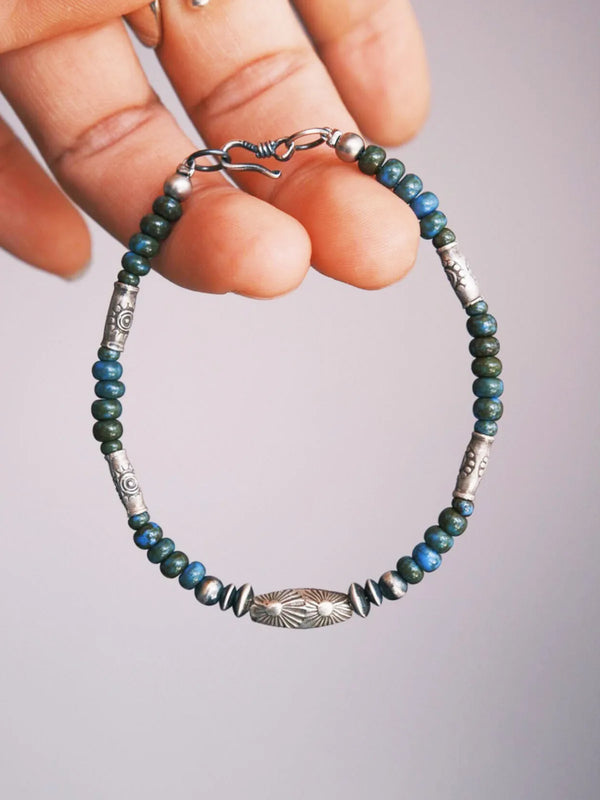 Men’s Japanese colored-glaze bracelet, Identity Series Ocean Bone, minimal jewelry aesthetic, studio product photography