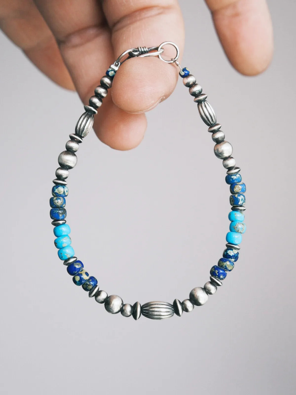 Identity Series | Blue Boy | Miyuki Colored Glaze & Sterling Silver Bracelet Main image