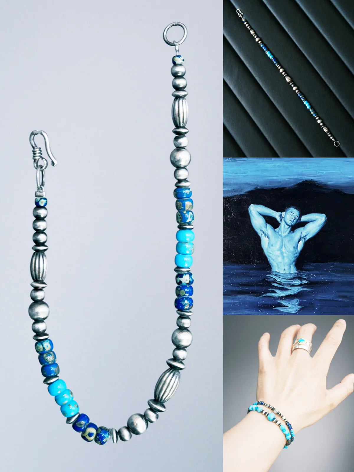 Identity Series | Blue Boy | Miyuki Colored Glaze & Sterling Silver Bracelet Secondary image
