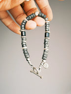 Mineral Soul Series | Extreme Grey | Black Onyx, Pearl & Silver Bracelet