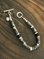 Mineral Soul Series | Extreme Grey | Black Onyx, Pearl & Silver Bracelet