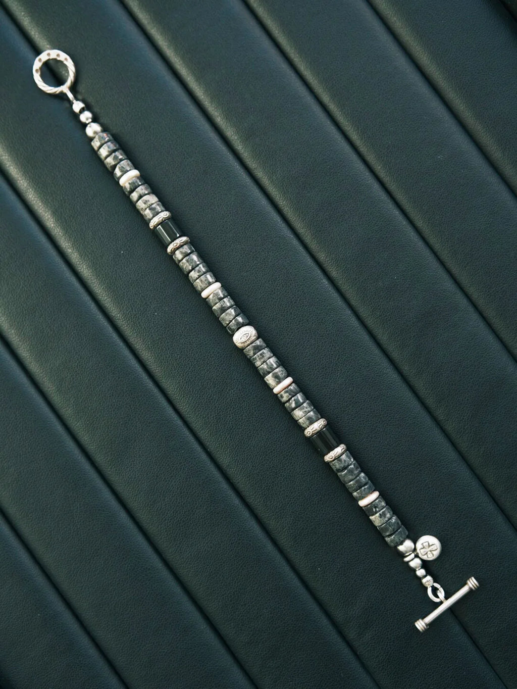 Mineral Soul Series | Extreme Grey | Black Onyx, Pearl & Silver Bracelet