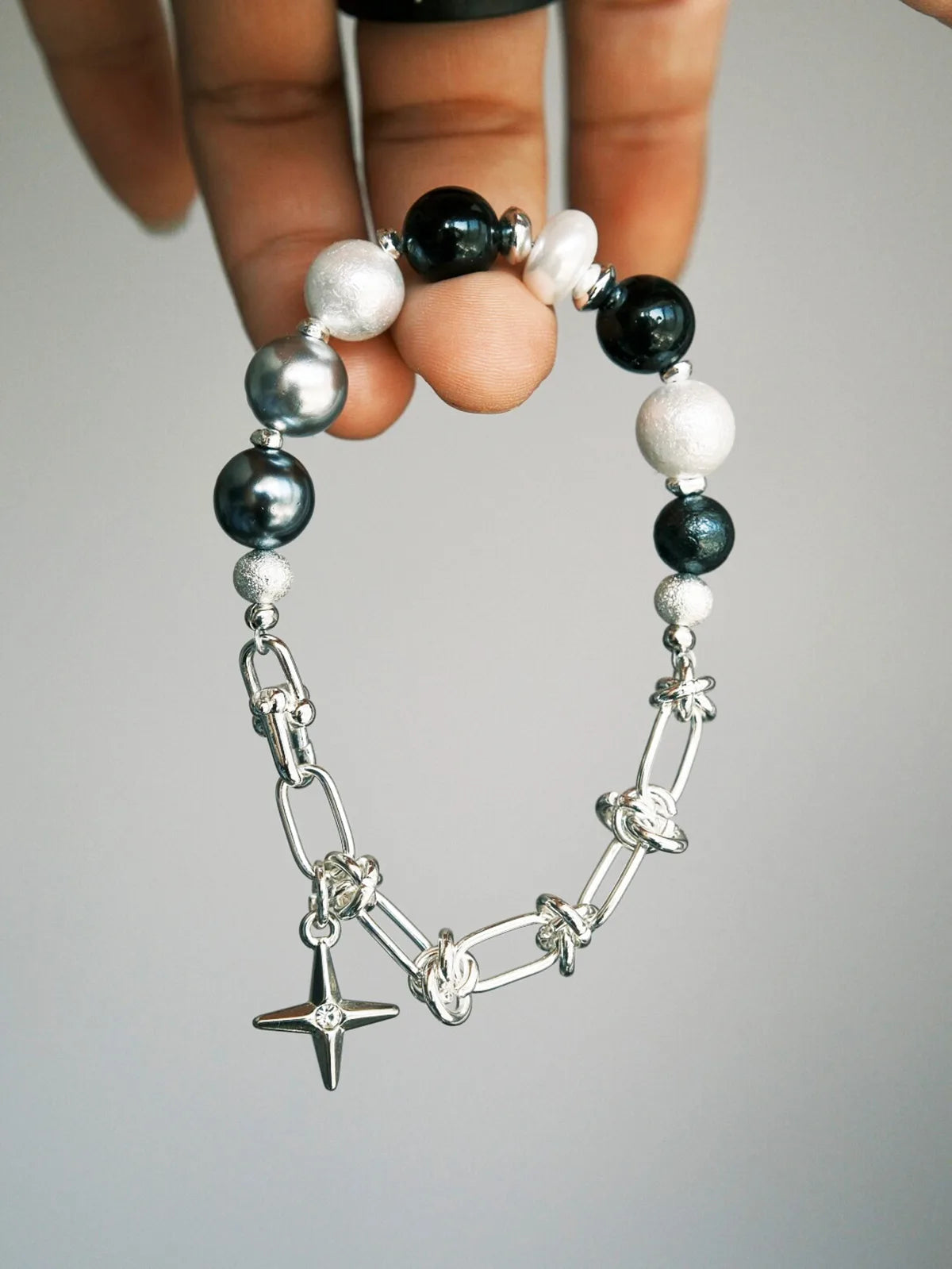 The Stellar Thorn | Original Shell Pearl & Titanium Steel Bracelet for Men - Urban Stoic Aesthetic