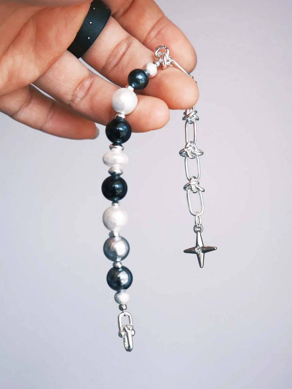 The Stellar Thorn | Original Shell Pearl & Titanium Steel Bracelet for Men - Urban Stoic Aesthetic
