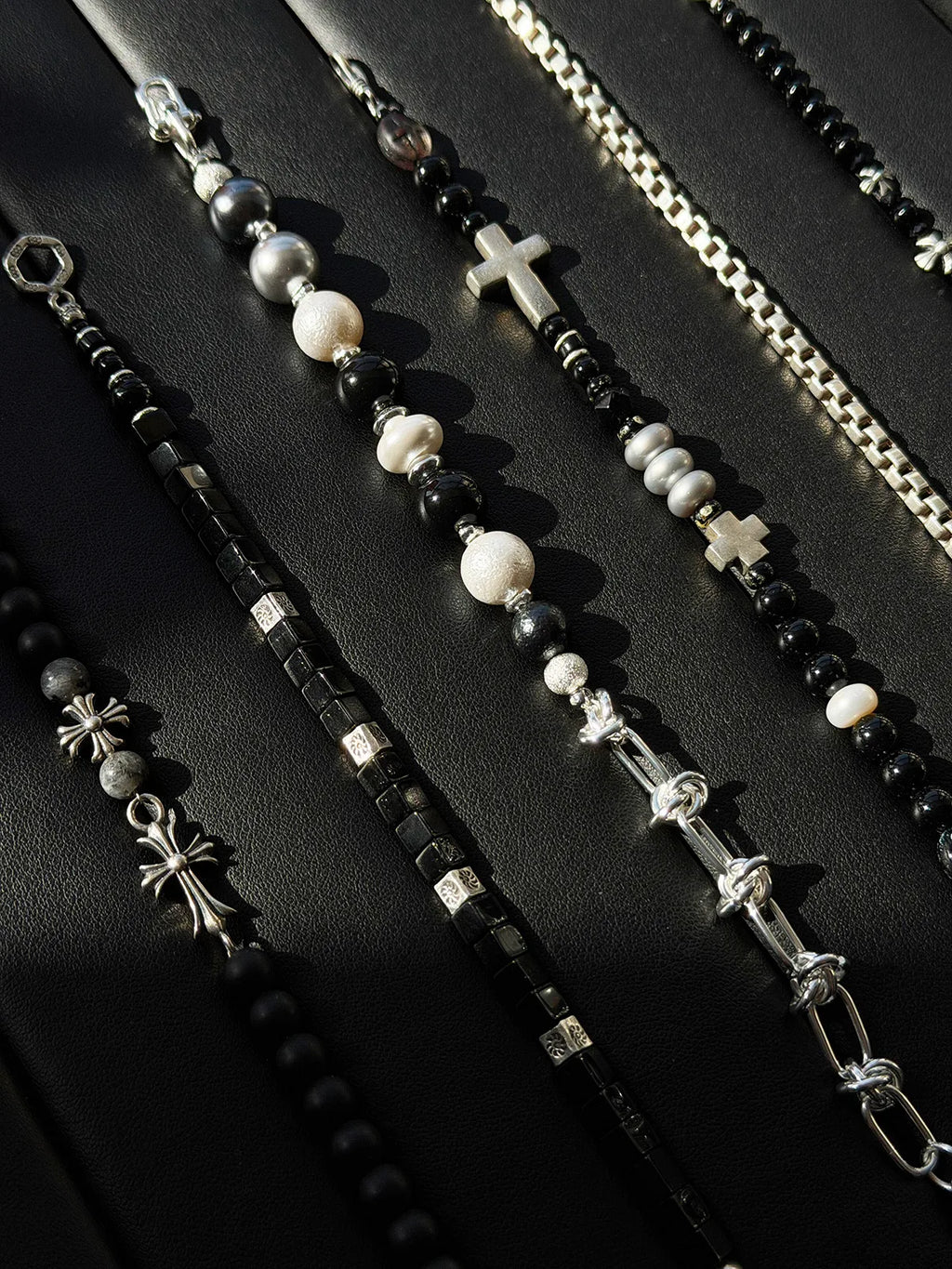 The Stellar Thorn | Original Shell Pearl & Titanium Steel Bracelet for Men - Urban Stoic Aesthetic