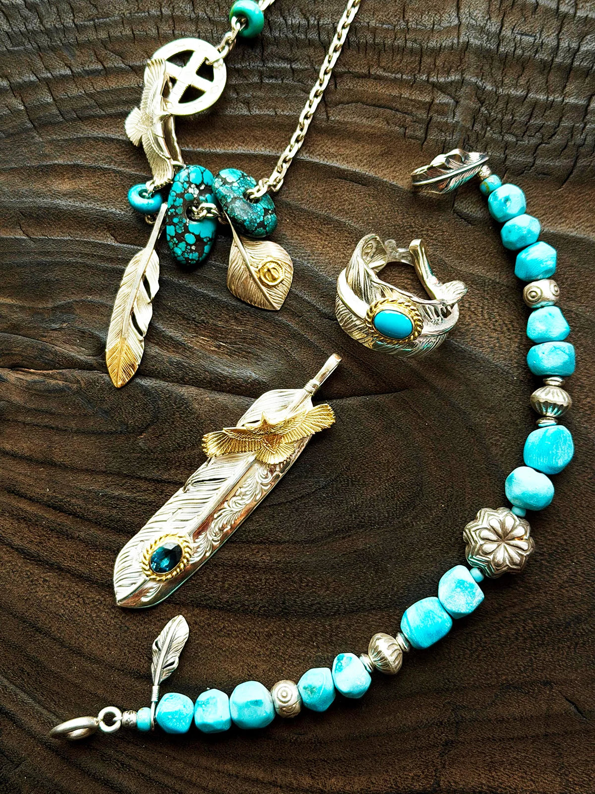 Mineral Soul Series | Blue Boy | Turquoise, Miyuki Glaze & Sterling Silver Feather Bracelet