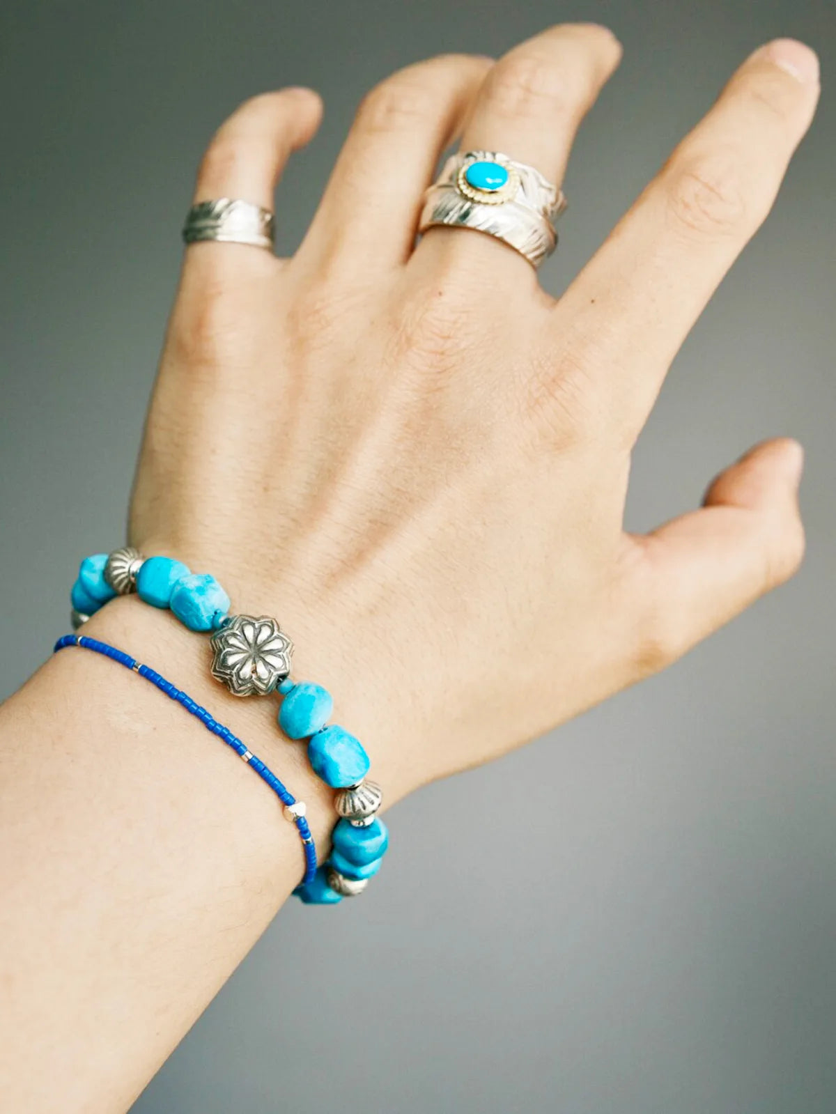 Mineral Soul Series | Blue Boy | Turquoise, Miyuki Glaze & Sterling Silver Feather Bracelet