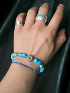 Mineral Soul Series | Blue Boy | Turquoise, Miyuki Glaze & Sterling Silver Feather Bracelet