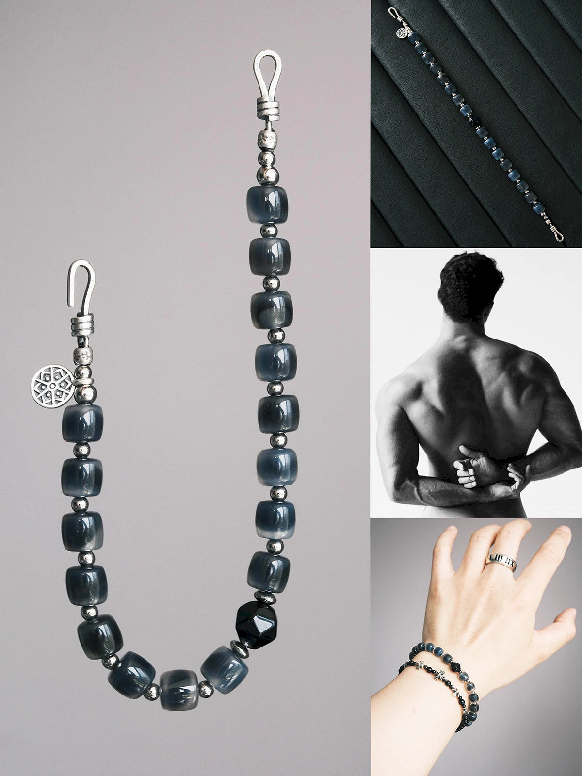 Urban Stoic Series | Silent Authority | Black Onyx & Sterling Silver Bracelet Secondary image