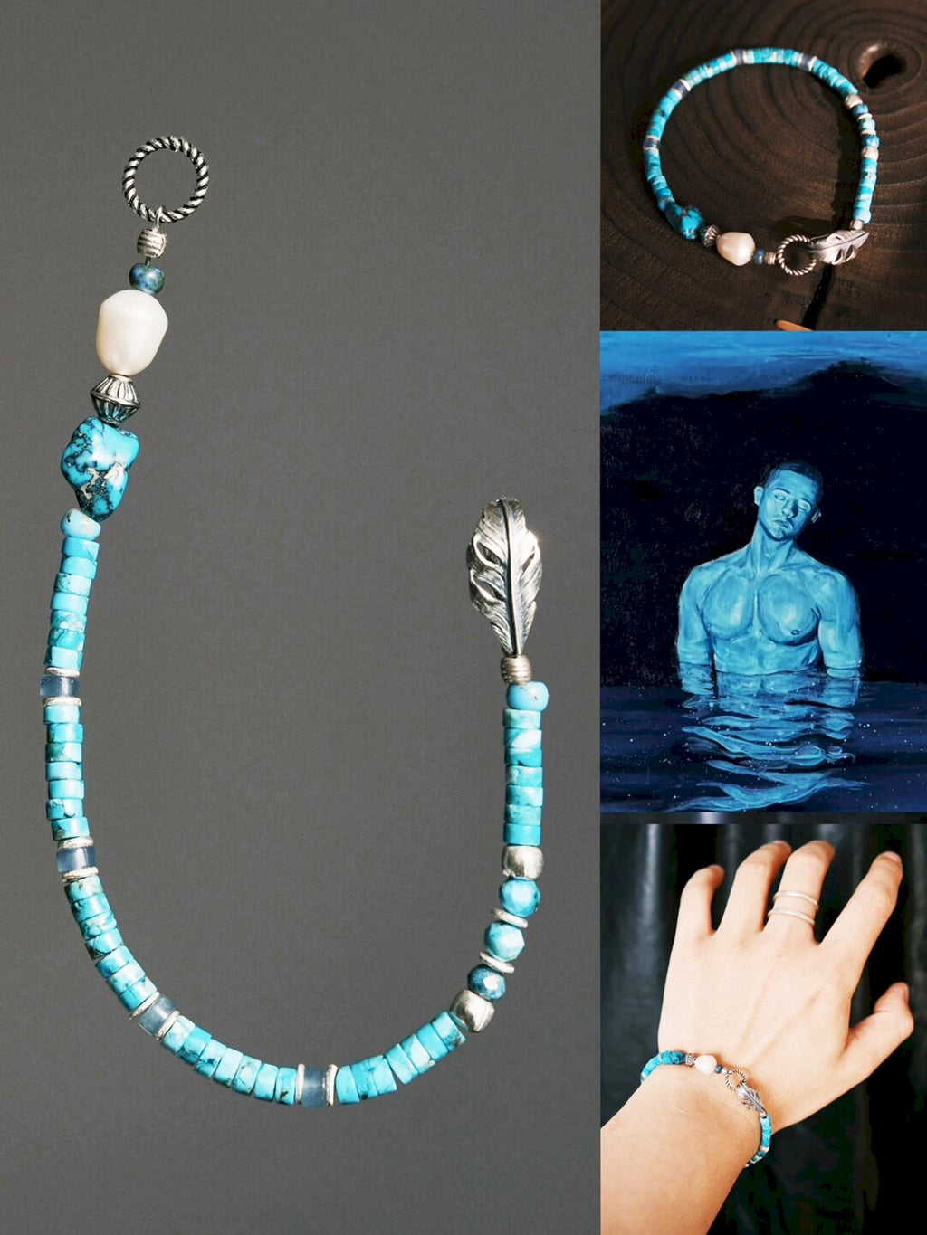 Mineral Soul Series | Ocean Bone | Turquoise, Pearl & Sterling Silver Bracelet